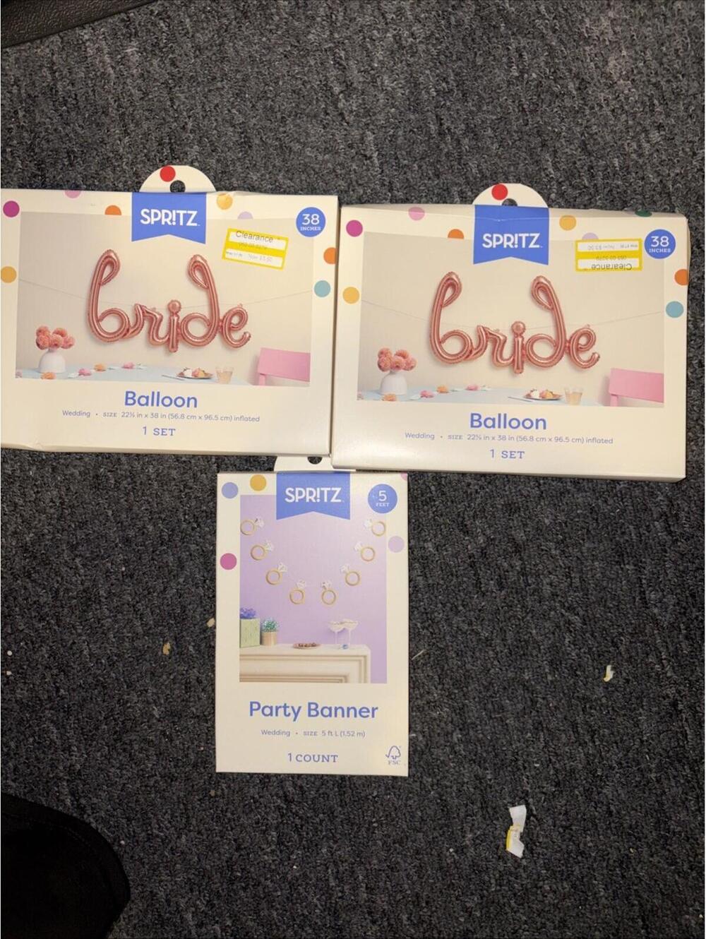 Spritz Bridal Decorations  Two 22” Bride Balloons & 5ft Ring Banner